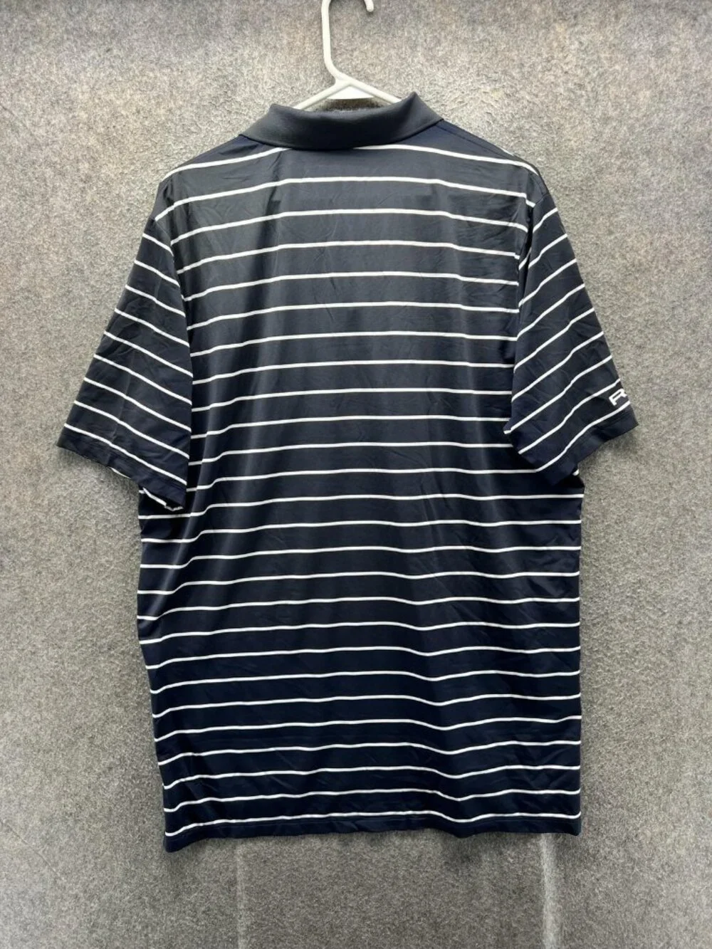 RLX Ralph Lauren Polo Shirt Mens Large Blue Striped Stretch Golf Performance